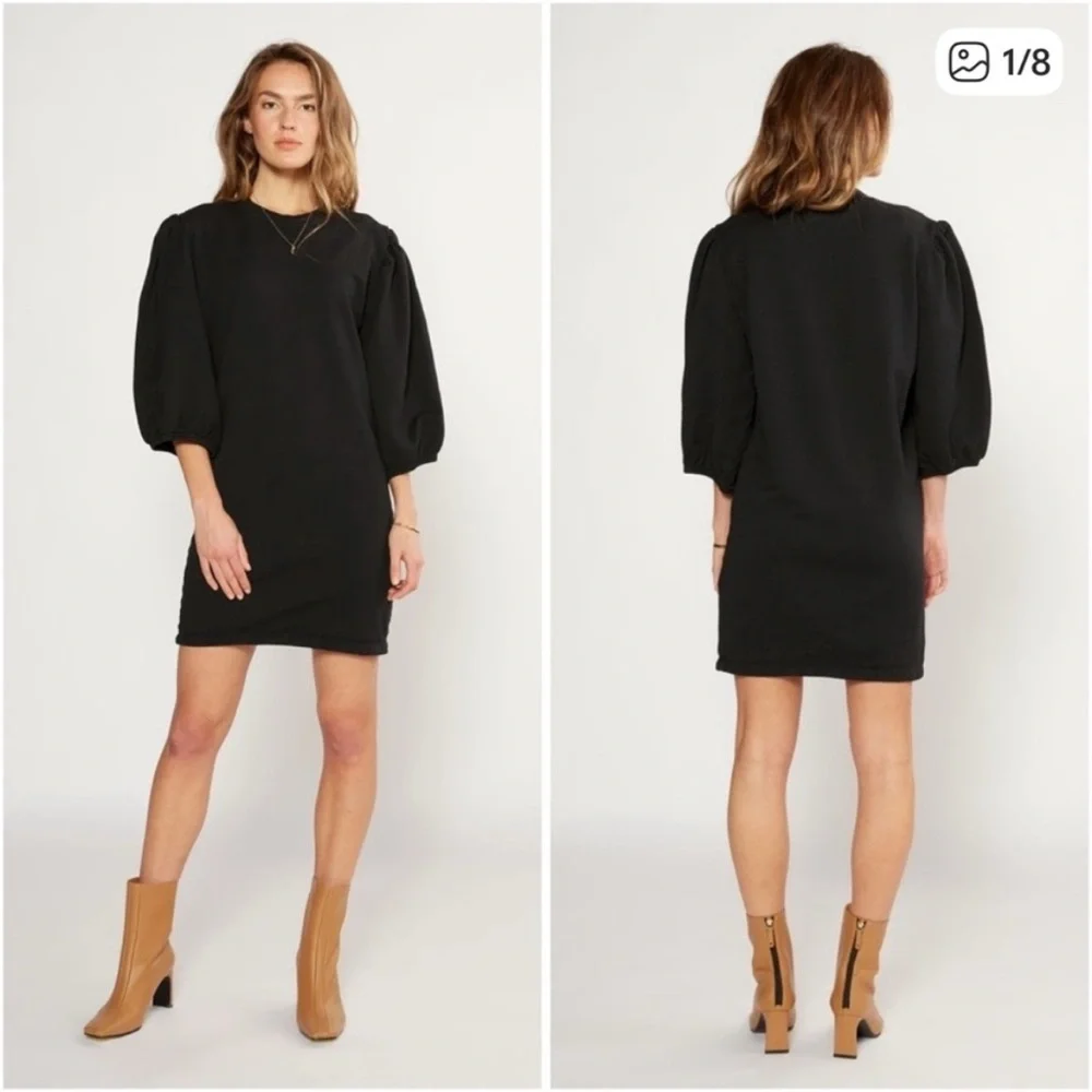 Etica Elegant Black Puff Sleeve Dress - Picture 1 of 10